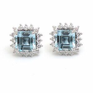 Ice Bloom Aquamarine & Diamond 18K White Gold Stud Earrings